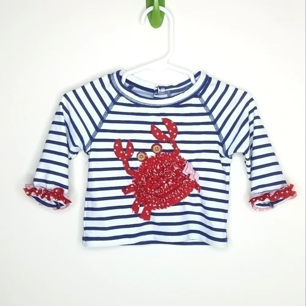 Mud Pie Crab Rashguard Swim Shirt Bathing Suit 12-18m